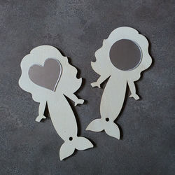 Handspiegel Meerjungfrau Holz