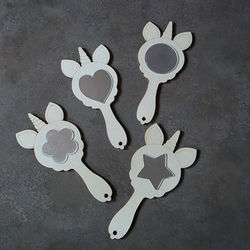 Handspiegel Einhorn Holz