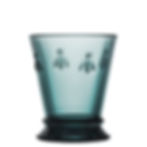Blue glass tumbler with three dimensional bee design from La Rochere