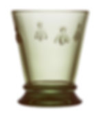 La Rochere glass tumbler in olive green with bee design