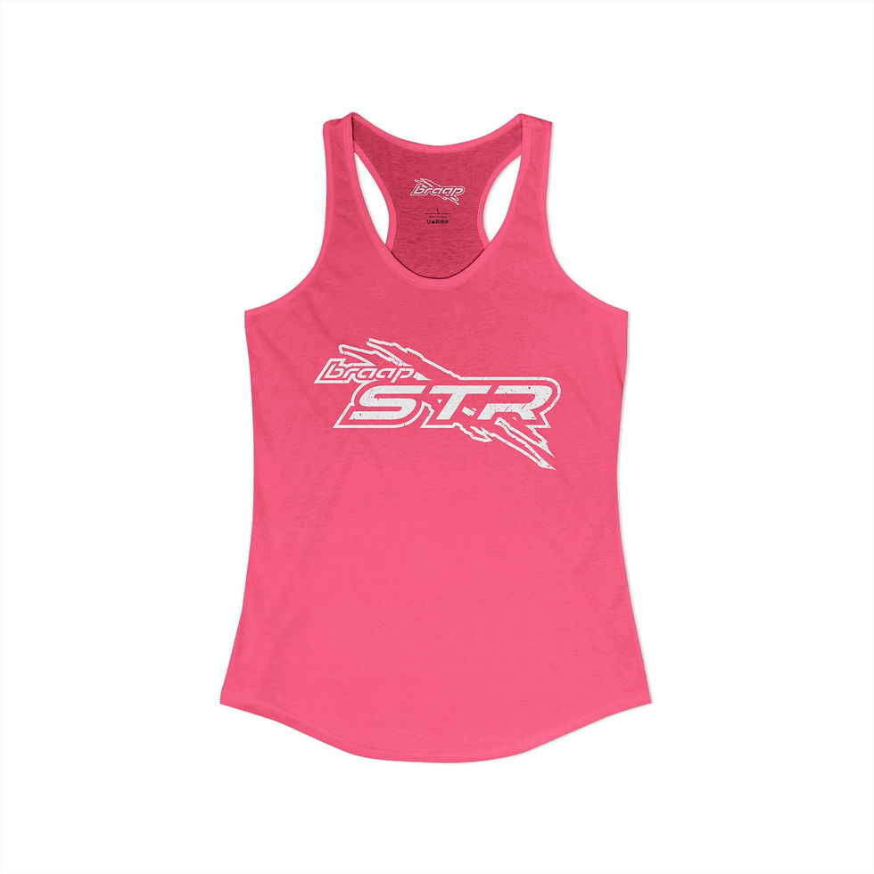 Thumbnail: Women's Ideal Racerback Tank with BRAAP STR Logo — Various Colors