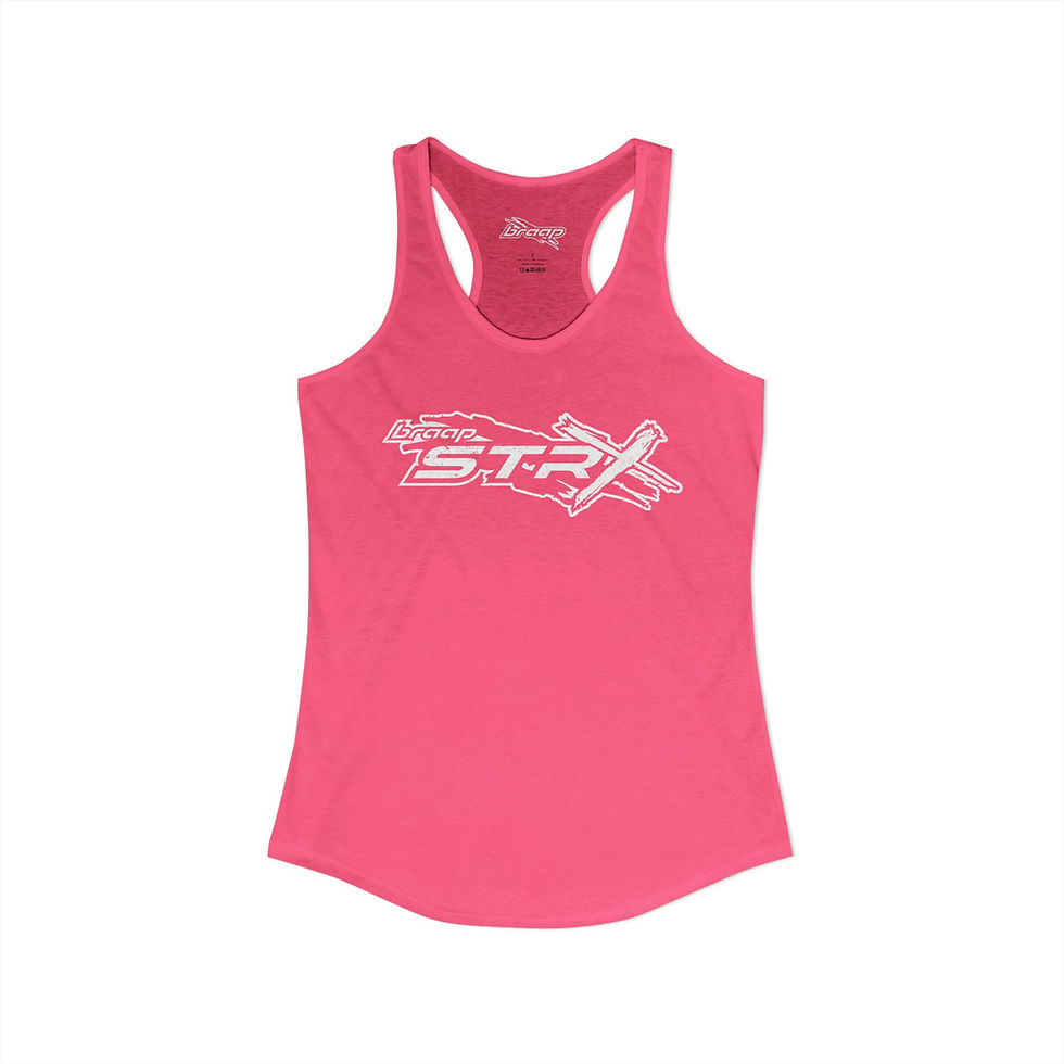 Thumbnail: Women's Ideal Racerback Tank with BRAAP STR-X Logo — Various Colors