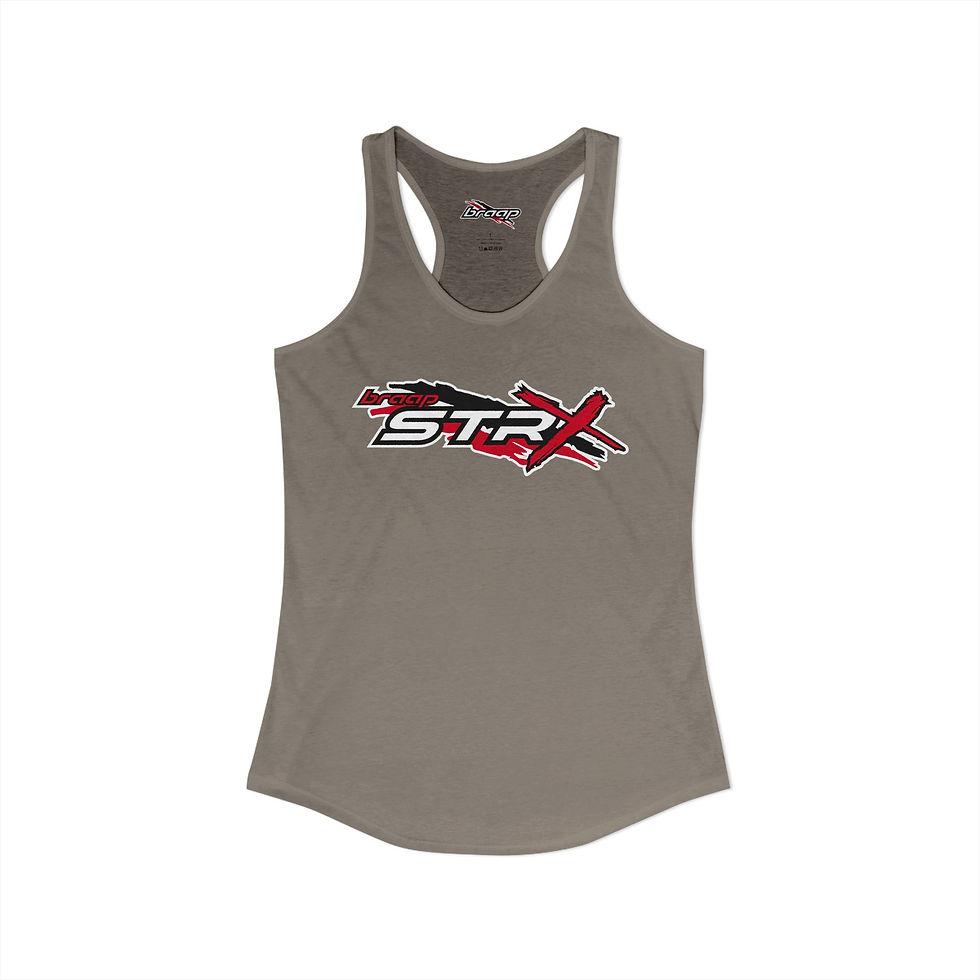 Thumbnail: Women's Ideal Racerback Tank with BRAAP STR-X Logo — Various Colors