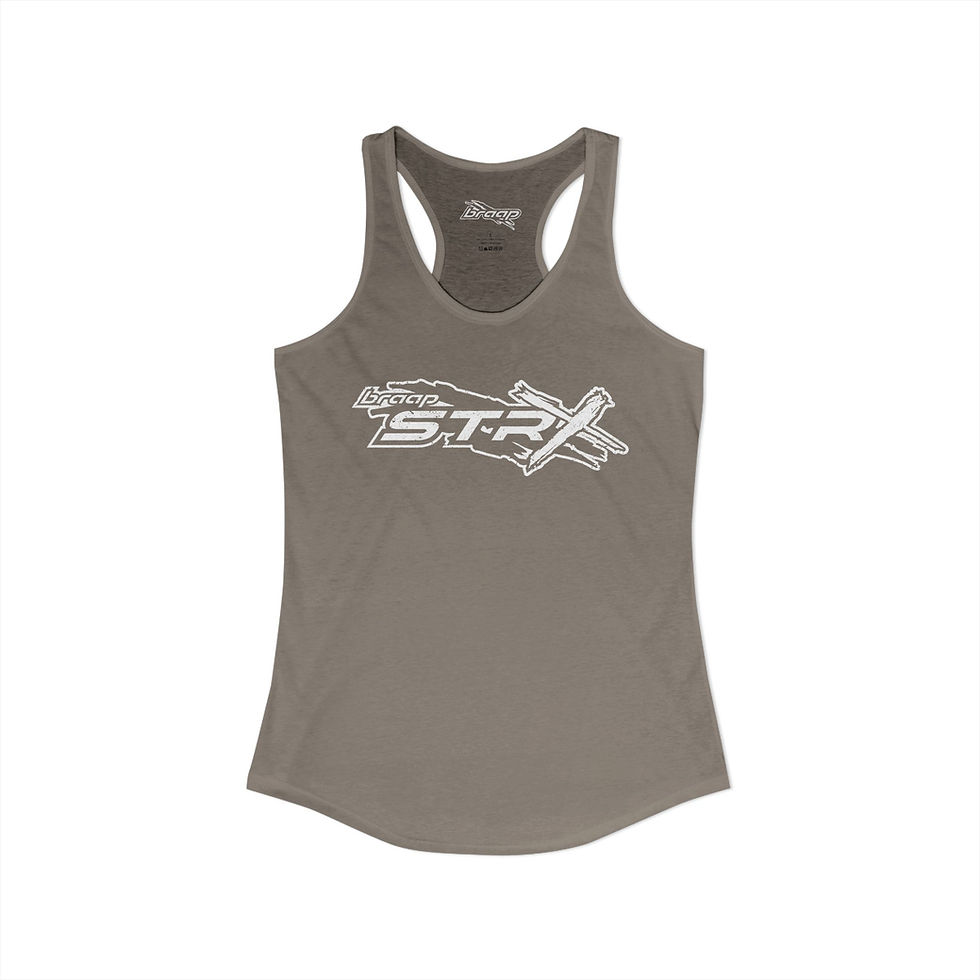 Thumbnail: Women's Ideal Racerback Tank with BRAAP STR-X Logo — Various Colors