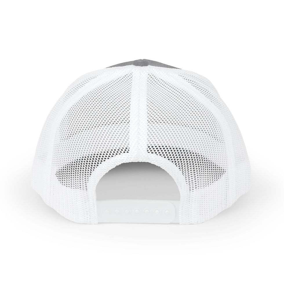 White mesh back cap on white background, BRAAP STR Embroidered Cap