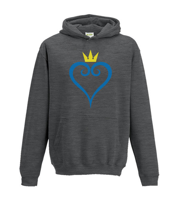 Thumbnail: Kingdom hearts symbol video game logo kids fit hoodie in dark grey
