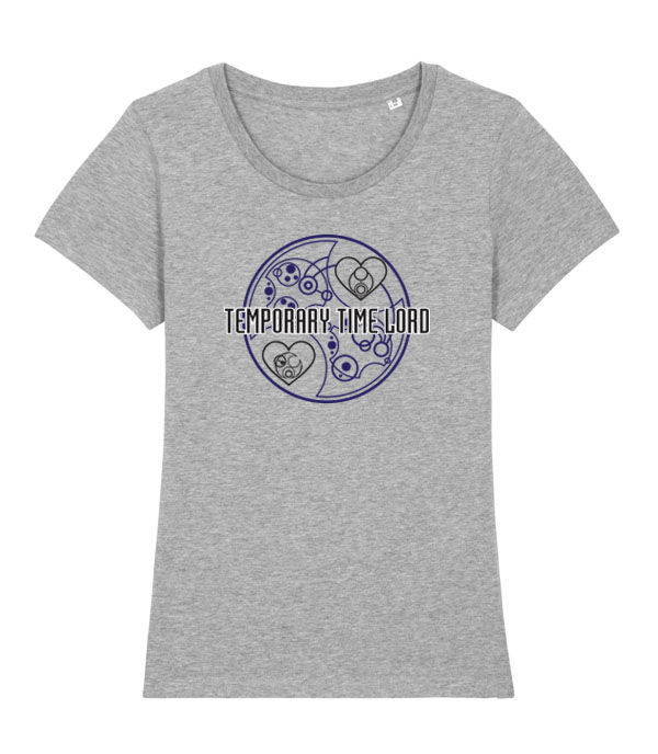 Thumbnail: grey womens T-shirt Temporary Time Lord two hearts containing the words mum &  baby written in gallifreyan from Doctor Who