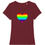 Thumbnail: a messy distressed rainbow heart on a red women's T-shirt