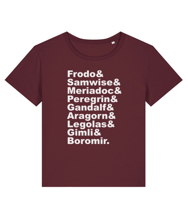 Thumbnail: and the fellowship lord of the rings fellowship names list ladies T-shirt womens tee in red