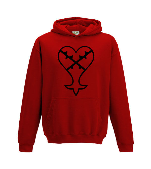 Thumbnail: Heartless Kingdom hearts symbol video game logo kids fit hoodie in red