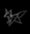 Origami fox outline line art Zenvie original artwork white on black background