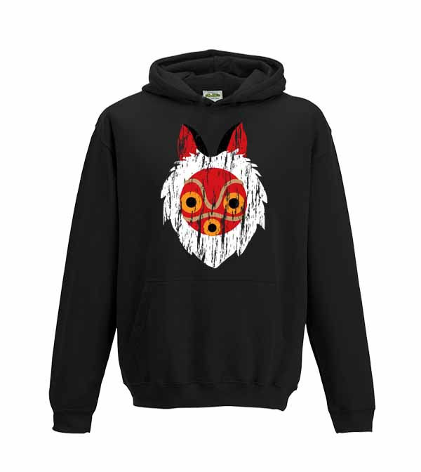 Thumbnail: Kid's Fit Hoodie - Princess Mononoke Distressed Wolf Mask