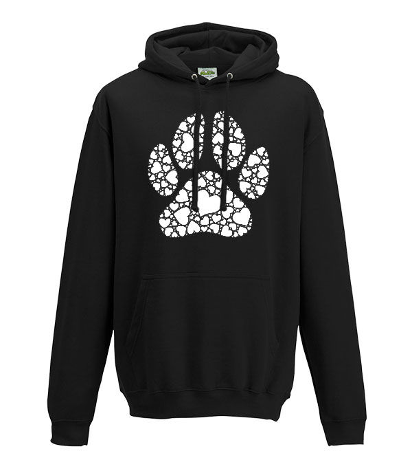 Thumbnail: Adult's unisex hoodie - Paw Print Made Of Hearts