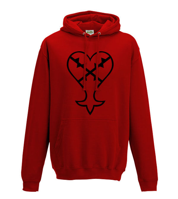 Thumbnail: Heartless Kingdom hearts symbol video game logo adults fit hoodie in red