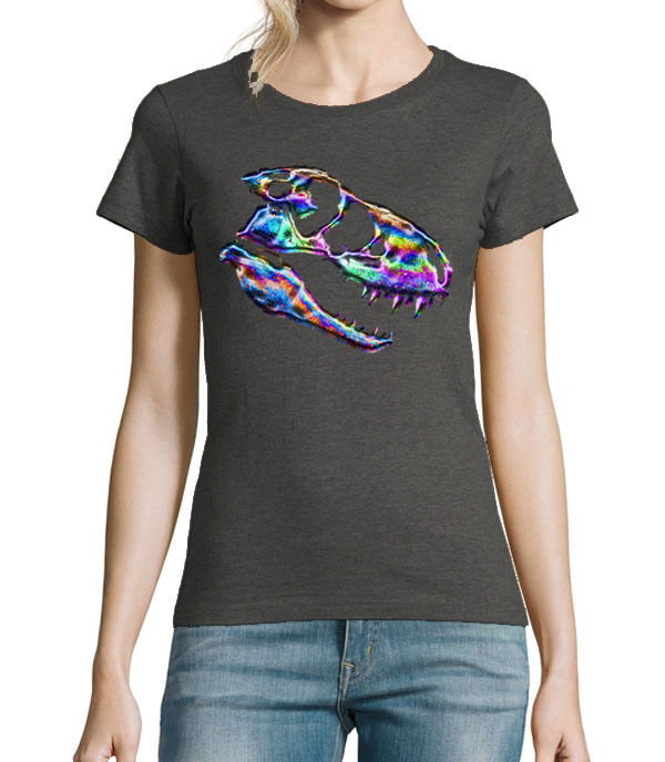 Petrol Spill T-rex dinosaur skull women's T-shirt