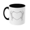Thumbnail: skeleton bone hands making the shape of a heart printed onto a black and white mug