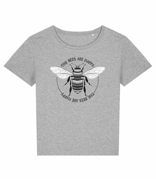 Thumbnail: The bees are happy adults bee lovers Women's short sleeve relaxed fit crew neck organic T-shirt in light grey