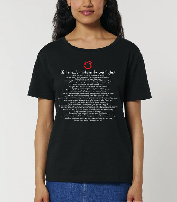 Final Fantasy XIV praetorium Gaius Van Baelsar tell me for whom do you fight quote women's black T-shirt