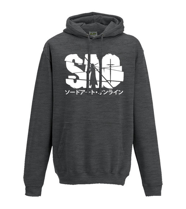 Thumbnail: Sword Art online logo and Kirito silhouette anime and manga Adults hoodie