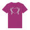 Thumbnail: skeleton bone hands making the shape of a heart purple kids T-shirt