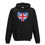 Thumbnail: A distressed style Great Britain Union Jack flag in the shape of a heart on a black kids hoodie