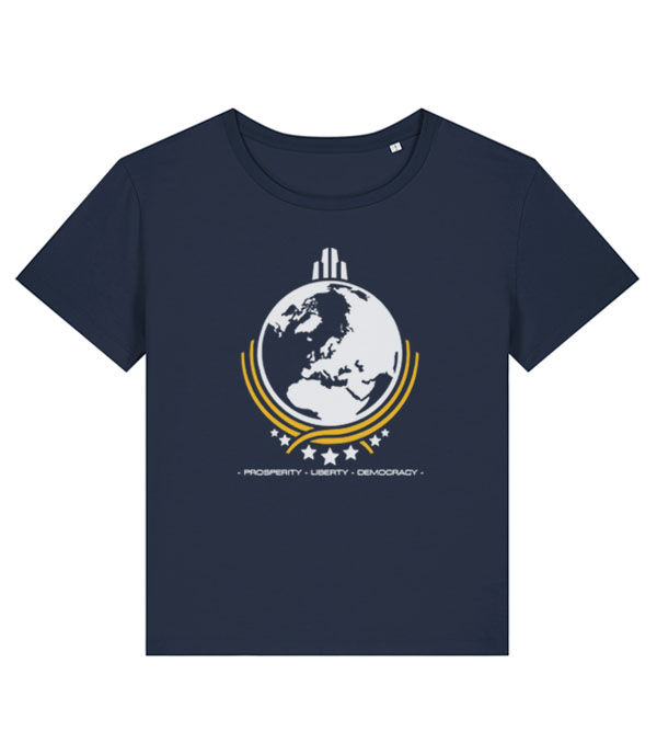 Thumbnail: super earth womens T-shirt helldivers gaming video game ladies tee in navy