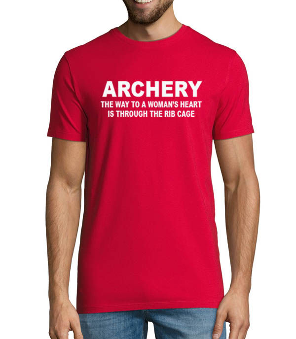 Thumbnail: Archery - The way to a womans heart is through the ribcage mens T-shirt