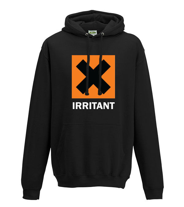 Thumbnail: irritant warning sign symbol adults hoodie pullover hooded sweatshirt in black