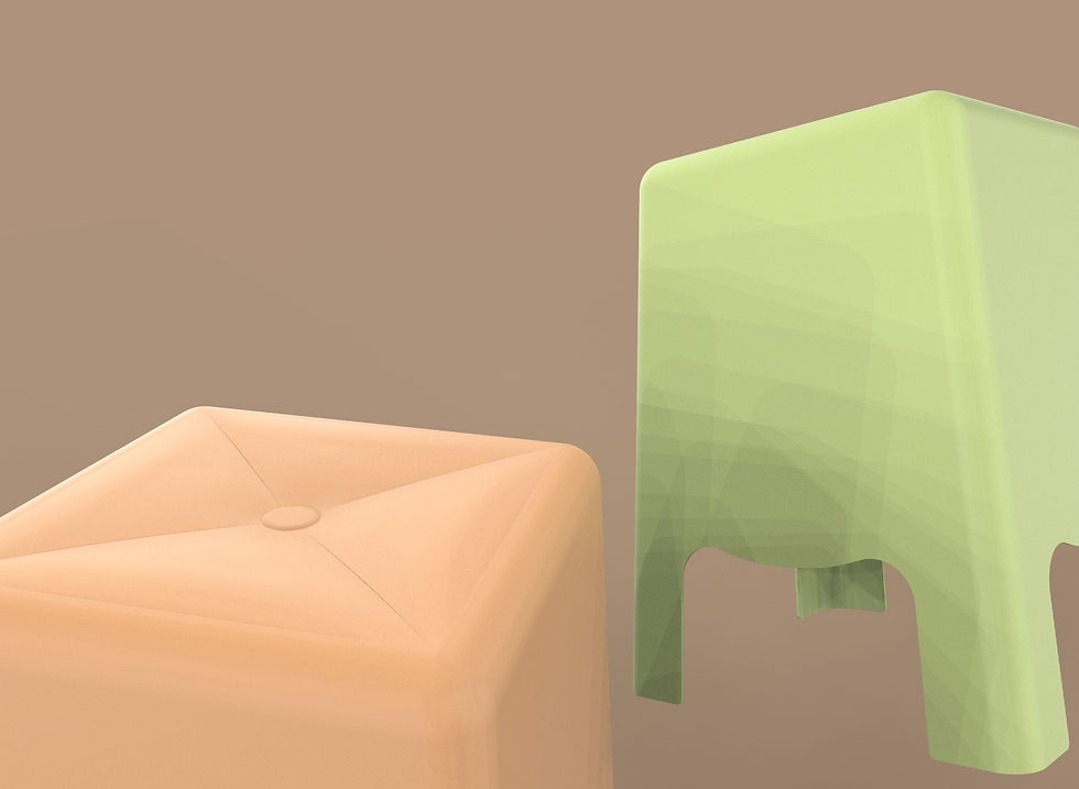 Sofa detail in plastic stool.