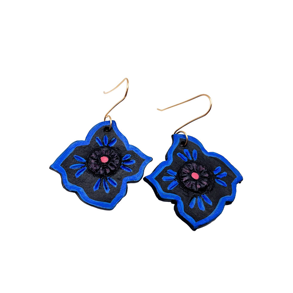 Thumbnail: FOUR PETAL FLOWER: HANDMADE CERAMIC EARRINGS