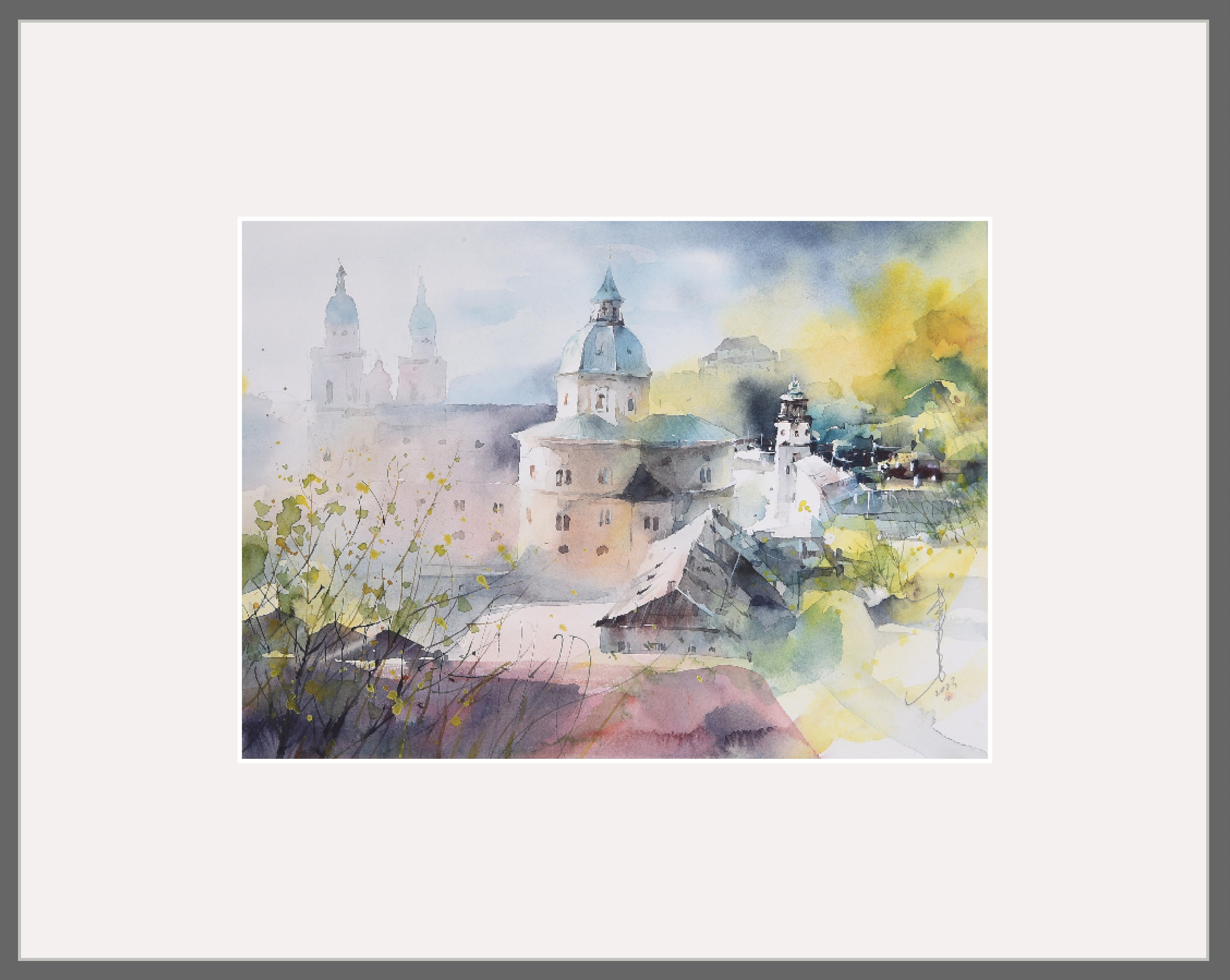 Sanft erwacht die Stadt (45,7x36,7 cm)