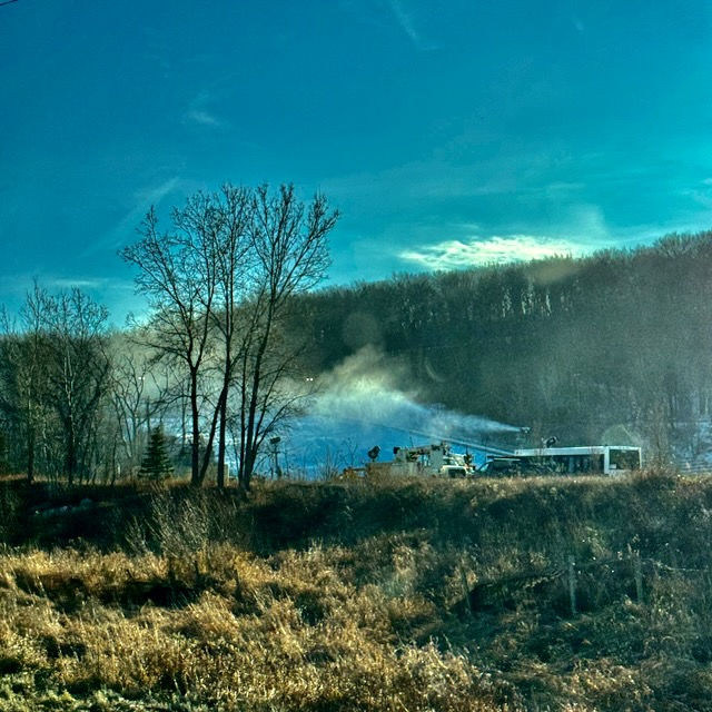 Local ski resort making snow