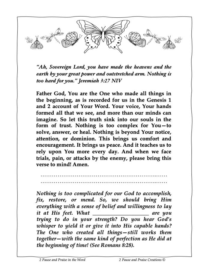 Sample Devotion & Meditation for the On Wings of Prayer Word Search Puzzle Book