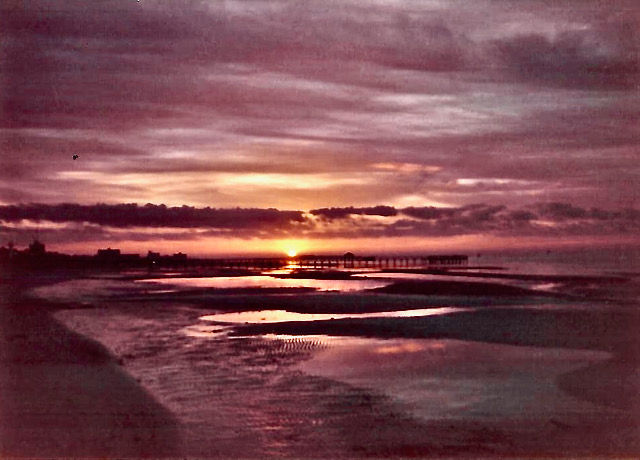 Biloxi MS beach at sunrise, circa February 1988