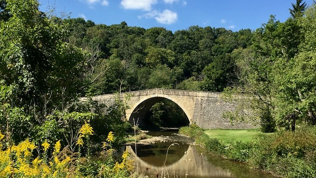 The Penn Alps bridge reflecting a perfect circle