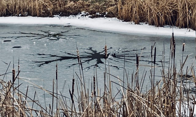 Snowflake pattern on the ice