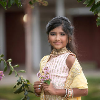Family session with mother and two daughter in Indian attire at Sacramento park. Captured by best family photographer, Kristina Martin.