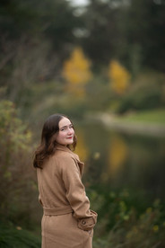 Winter senior session at the Davis Arboretum featuring soft fog, fall colors, and timeless portraits by the best Sacramento senior photographer.