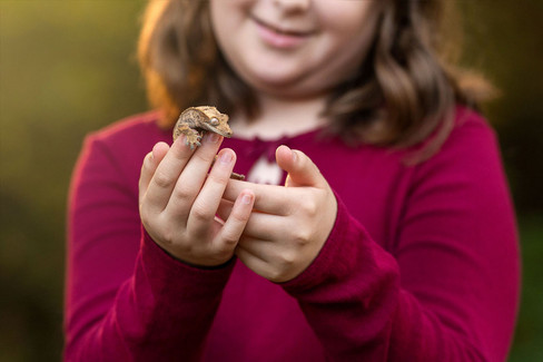 Family of four posing together during a fall family photography session surrounded by golden trees at the Iris Farm in Loomis, California.