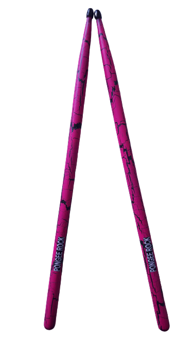 Küçük resim: PONGEE Rock 5a Davul Bageti Pink Florosan Çatlak Model El Yapımı Baget