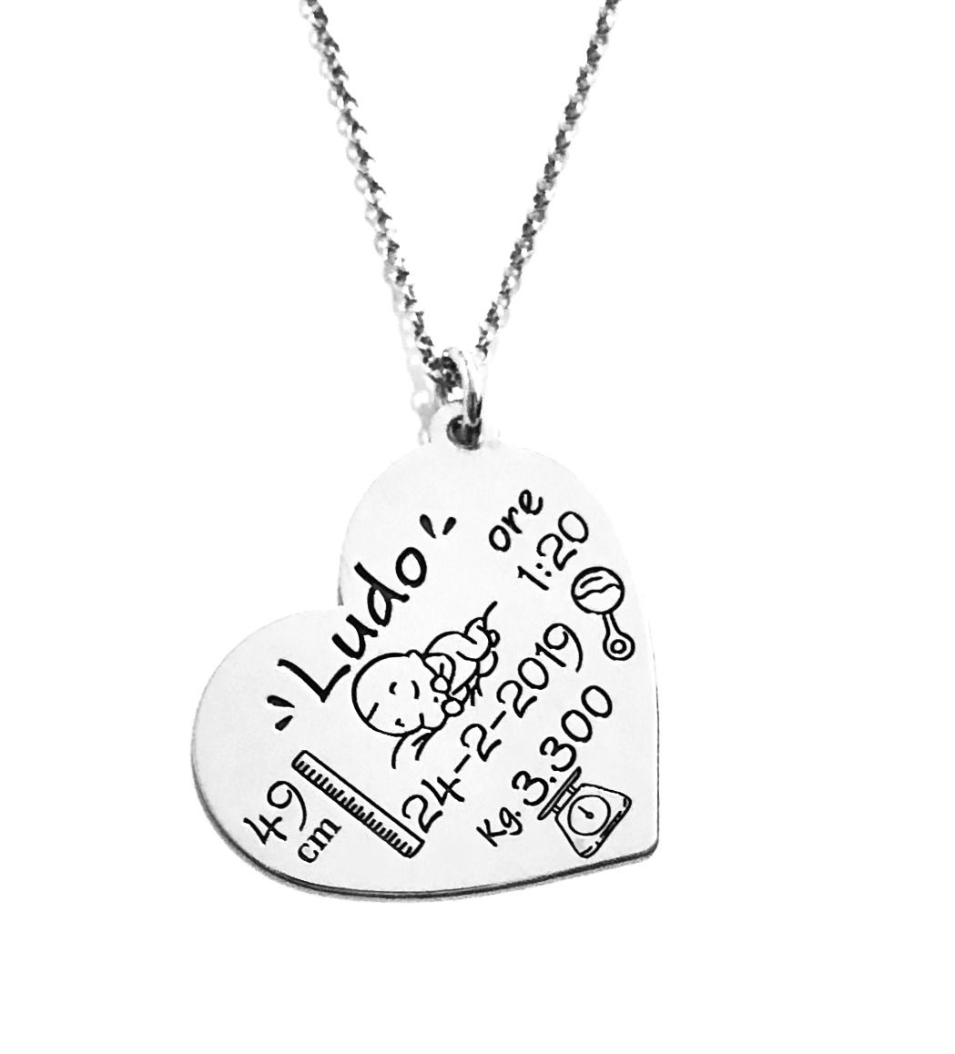 Collana Cuore Nascita in argento