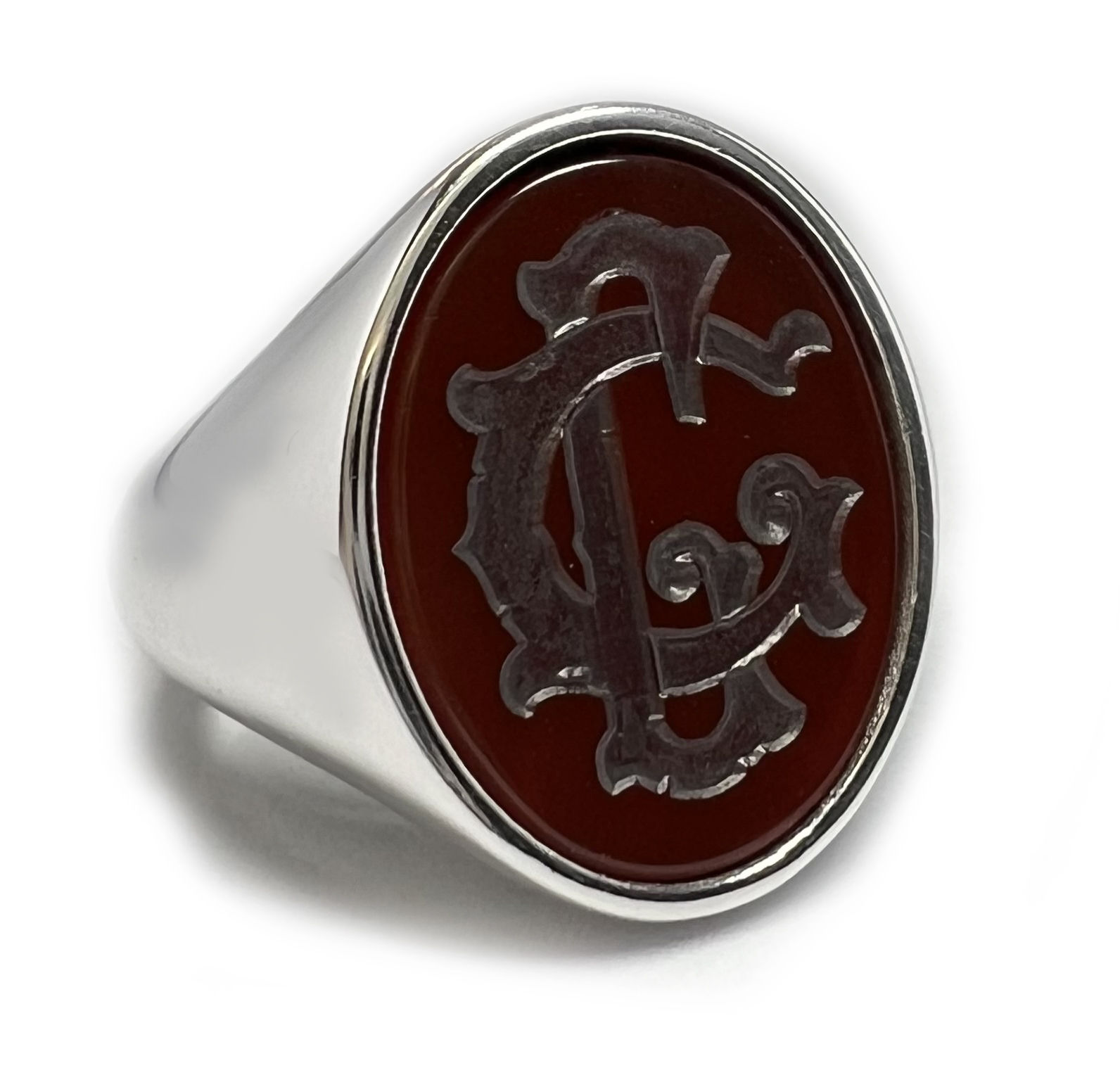 Chevalière in argento e corniola