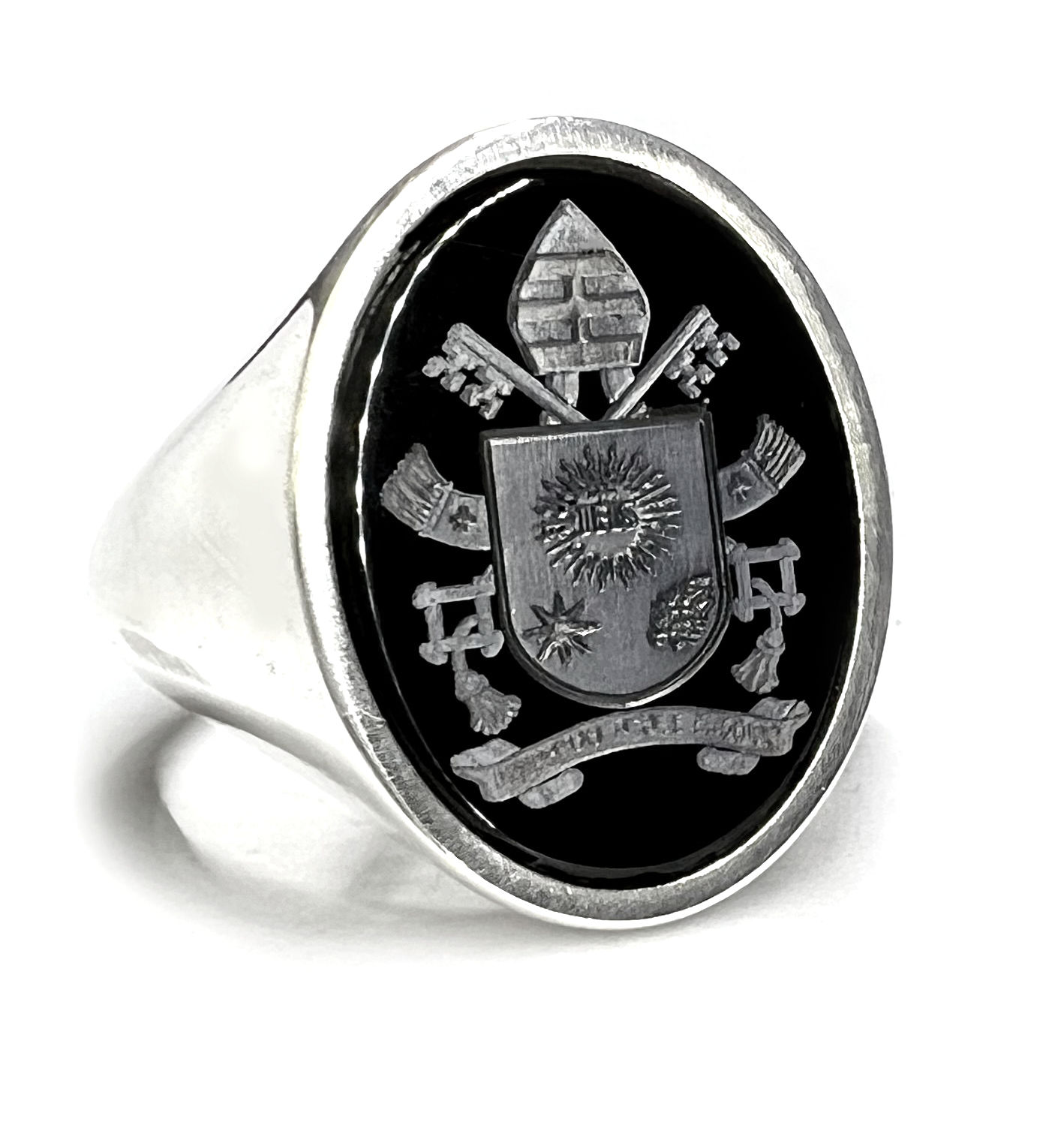 Chevalière in argento 925 con Stemma su onice - Classic