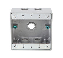 2-Gang Metallic Weatherproof Box with (5) 1/2 in. Holes, Gray