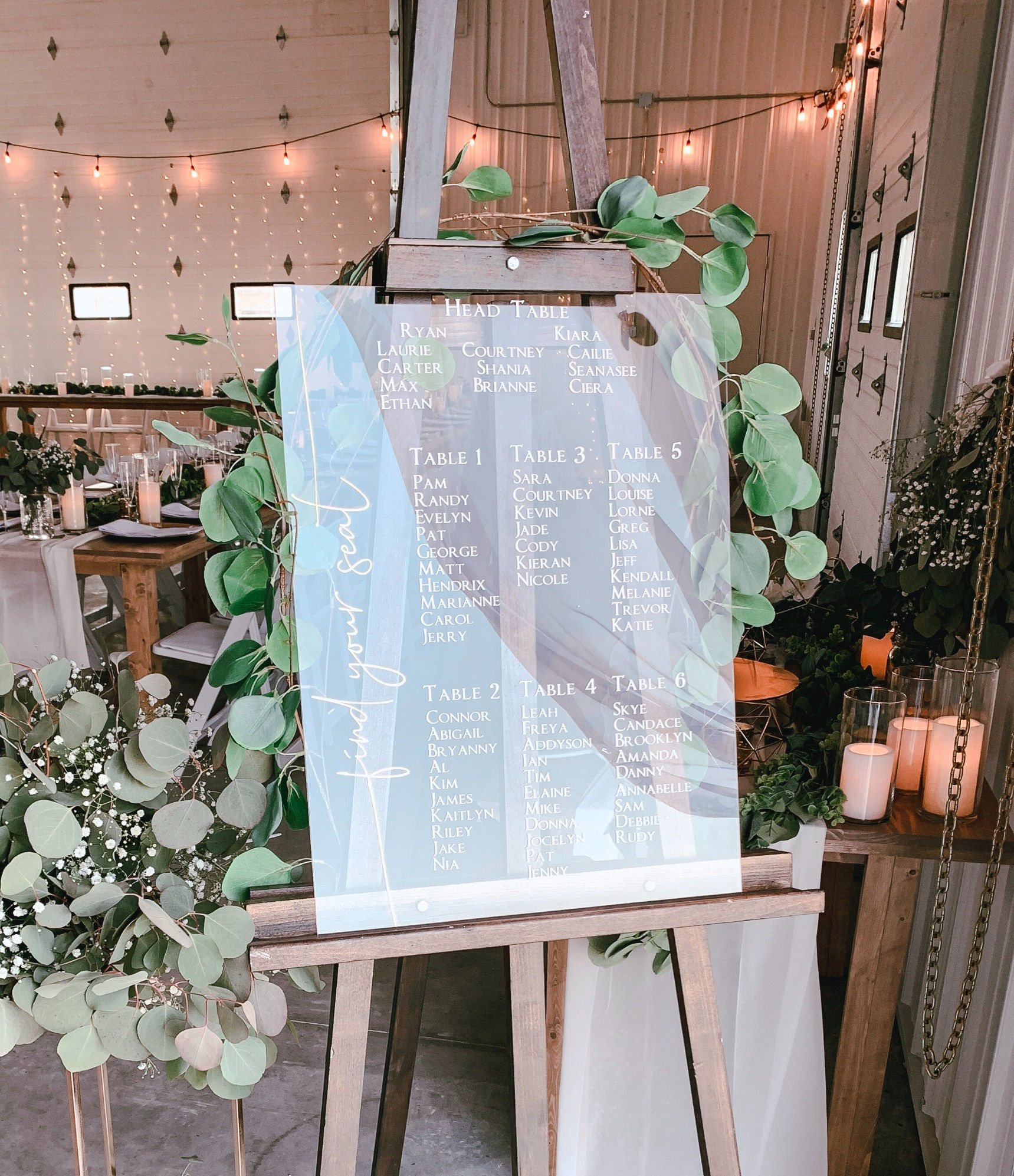 Clear Acrylic Seating Chart