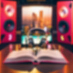 Opened book on a table in front of a DJ booth.jpg