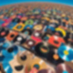 Tens of vinyl records in the bright, blue sky.jpg