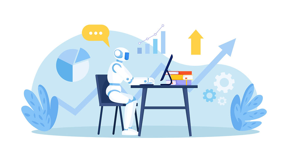 robot typing on computer 