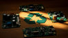 recycling symbol around motherboards
