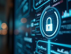 Close-up view of a computer security padlock symbolizing online safety.